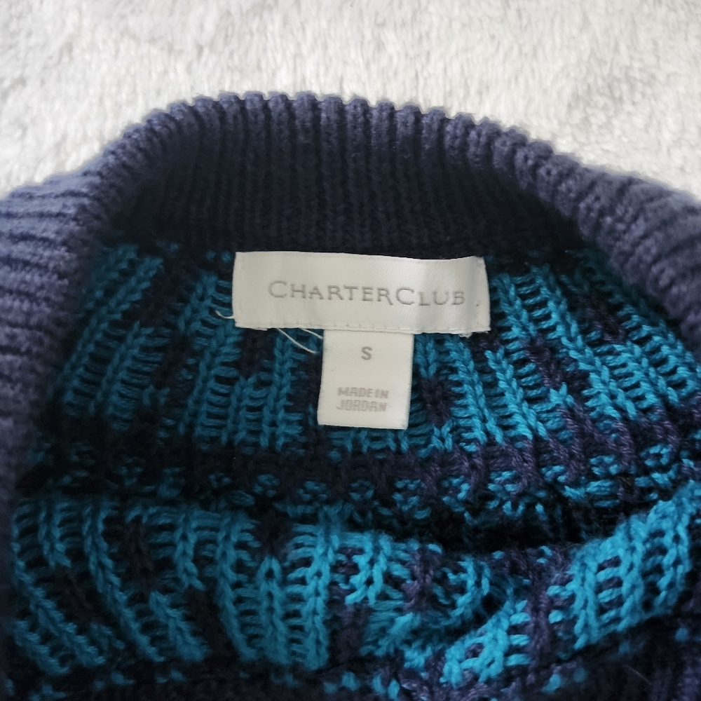 CHARTER CLUB Women's Cotton Blend Crewneck Knit Fair Isle Sweater Small Multi - Picture 3 of 9